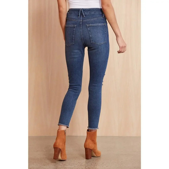 GOOD AMERICAN Good Legs Crop Fray Hem Jeans Size 4 Evereve Distressed High Rise - Picture 2 of 11